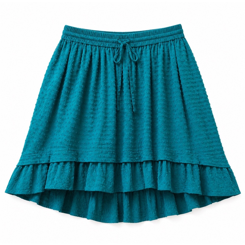 Club Monaco Teal Boho Swiss Dot High‎ Low Ruffle Skirt Size Small NWT